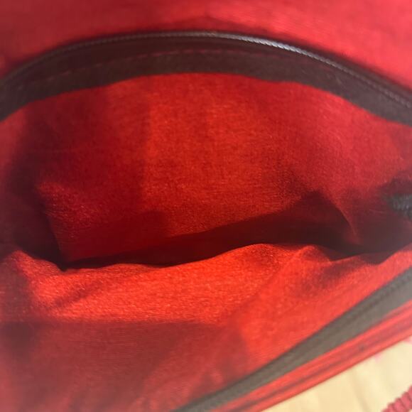 Boho Burgundy Embroidered Crossbody Bag 8x6x0 Envelope Zip Top Festival Vegan - Picture 3 of 5